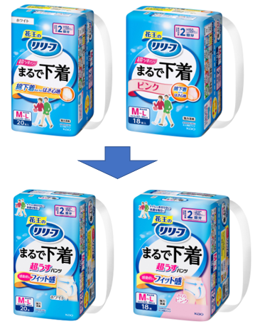 従来のリリーフパンツタイプまるで下着とリニューアルしたパンツの商品画像