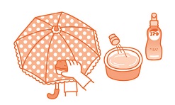 日傘を洗っているイラスト