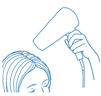 塗布した部分をドライヤーで乾かしているイラスト