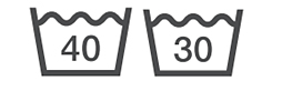 2016年12月以前の液温は40℃を限度とし洗濯機で洗たくができる、液温は30℃を限度とし洗濯機で洗たくができる洗たく表示の記号